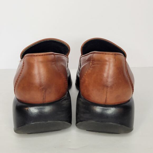 DANSKO Royal Romance Leather Embroidered Chunky Clog Loafers Brown sz 38 - Picture 9 of 10